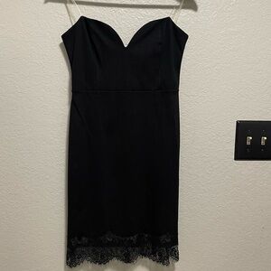 NWT Foreign Exchange Strapless Sweetheart Mini Dress W Lace Trim LARGE